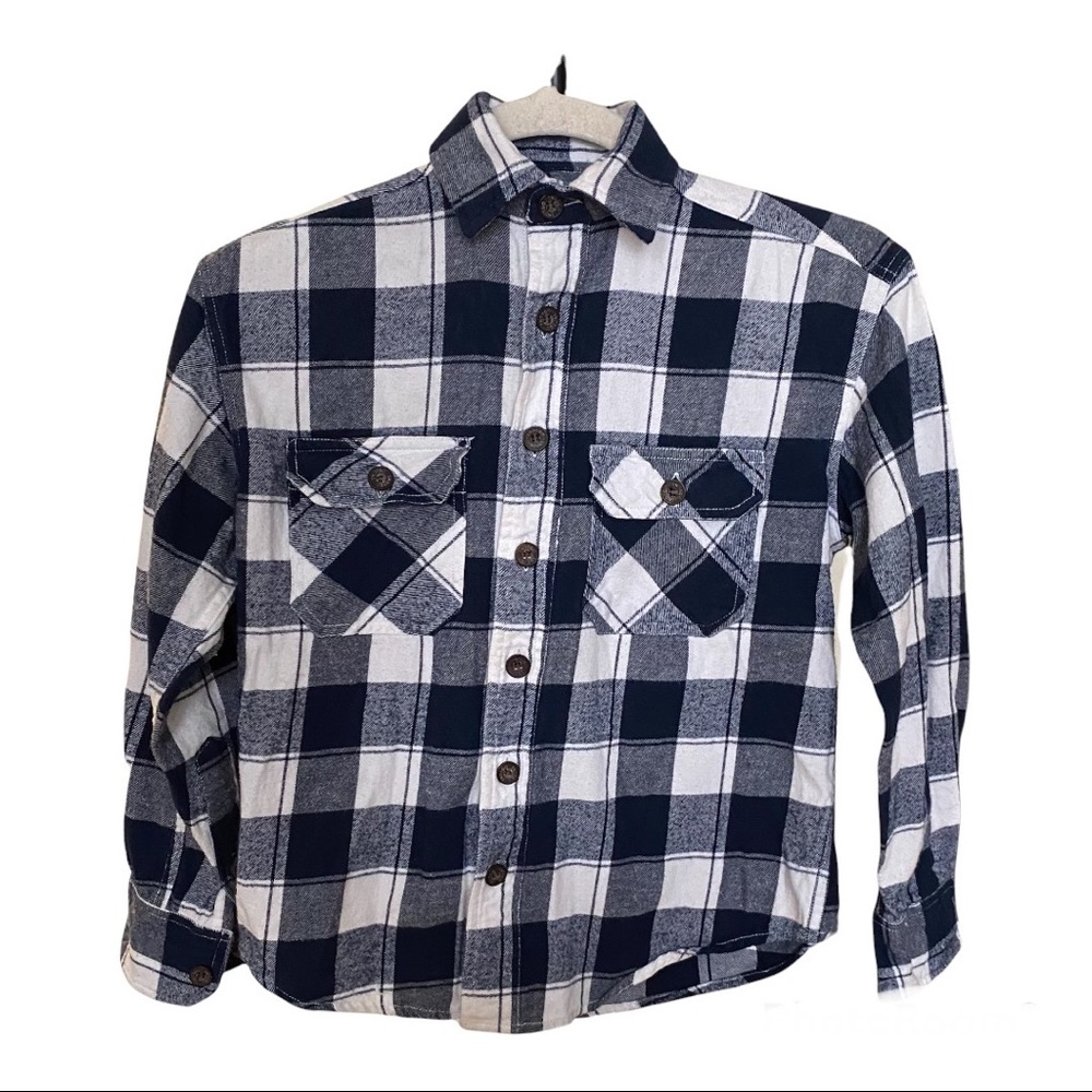 Indigo thirty boys Navy blue/white flannel shirt Small